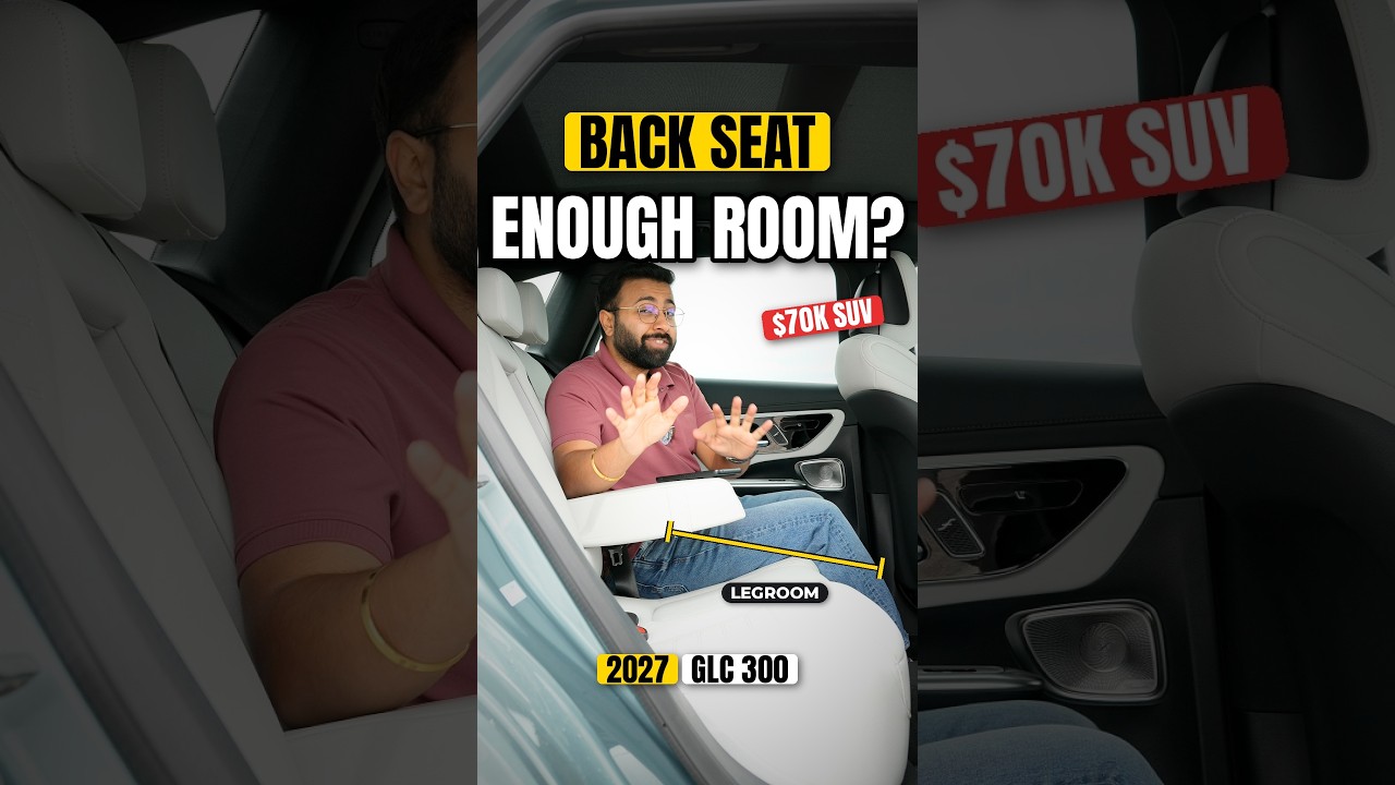 YouTube thumbnail for How much legroom is really in the 2027 Mercedes GLC 300? #toronto  #mercedes #suv